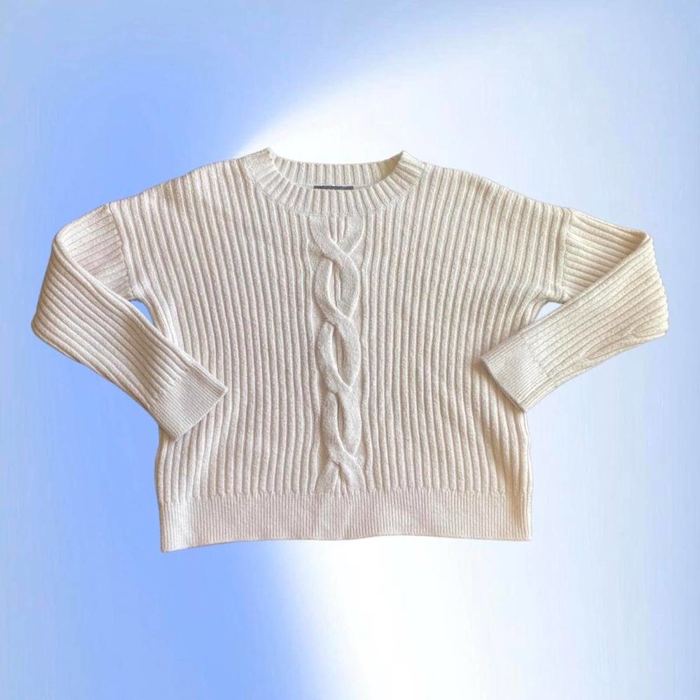 Ribbed Knit Cream Colored Sweater from French Connection